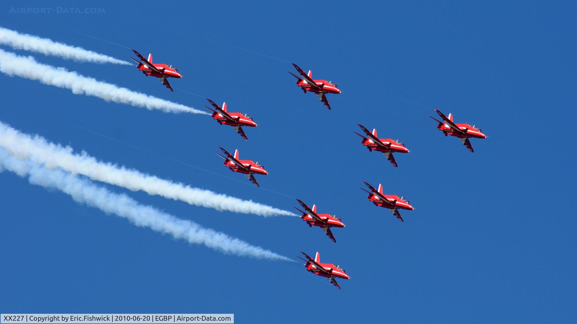 XX227, 1978 Hawker Siddeley Hawk T.1A C/N 063/312063, XX227 with the Red Arrows at The Cotswold Air Show June 2010