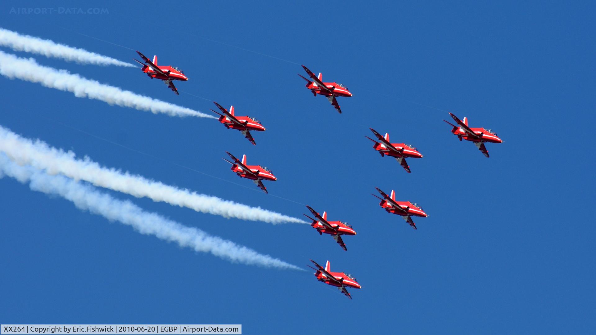 XX264, 1978 Hawker Siddeley Hawk T.1A C/N 100/312100, XX264 with the Red Arrows at The Cotswold Air Show June 2010