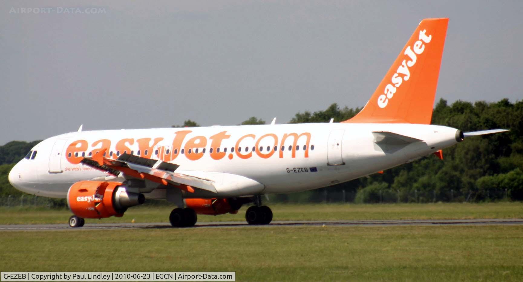 G-EZEB, 2004 Airbus A319-111 C/N 2120, Visual circuit trasining at Doncaster - Sheffield