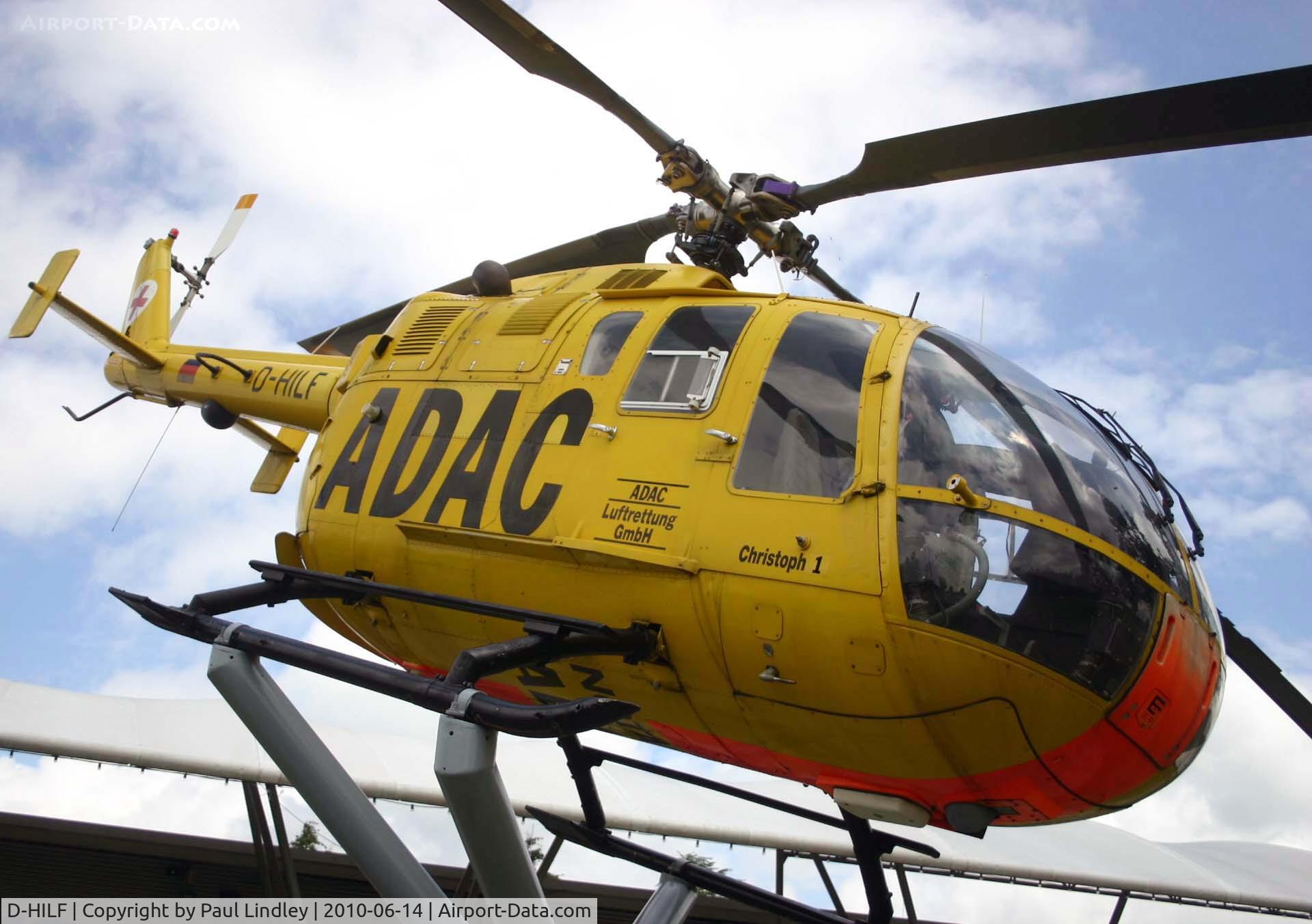 D-HILF, MBB Bo-105S C/N S-868, On display at the Munich Buscherspark