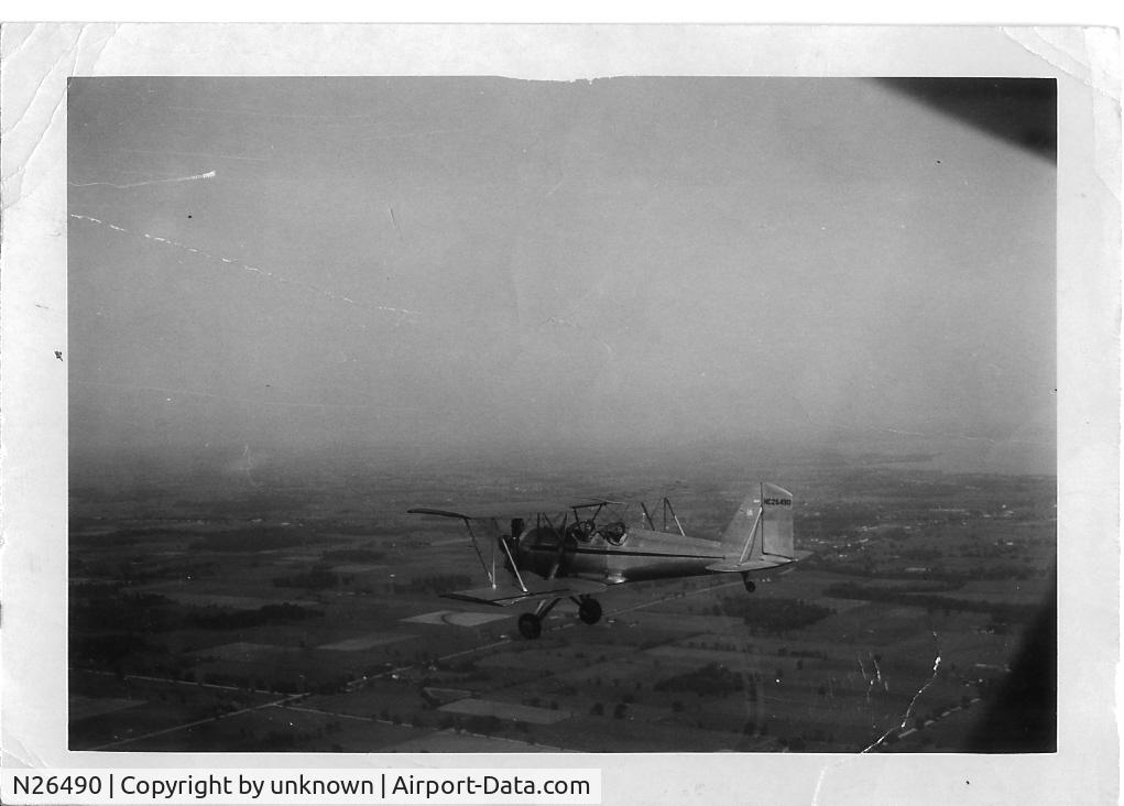 N26490, 1941 Meyers OTW-160 C/N 43, OTW in flight somewhere over the skies of southeastern Michigan in the early fifties.
