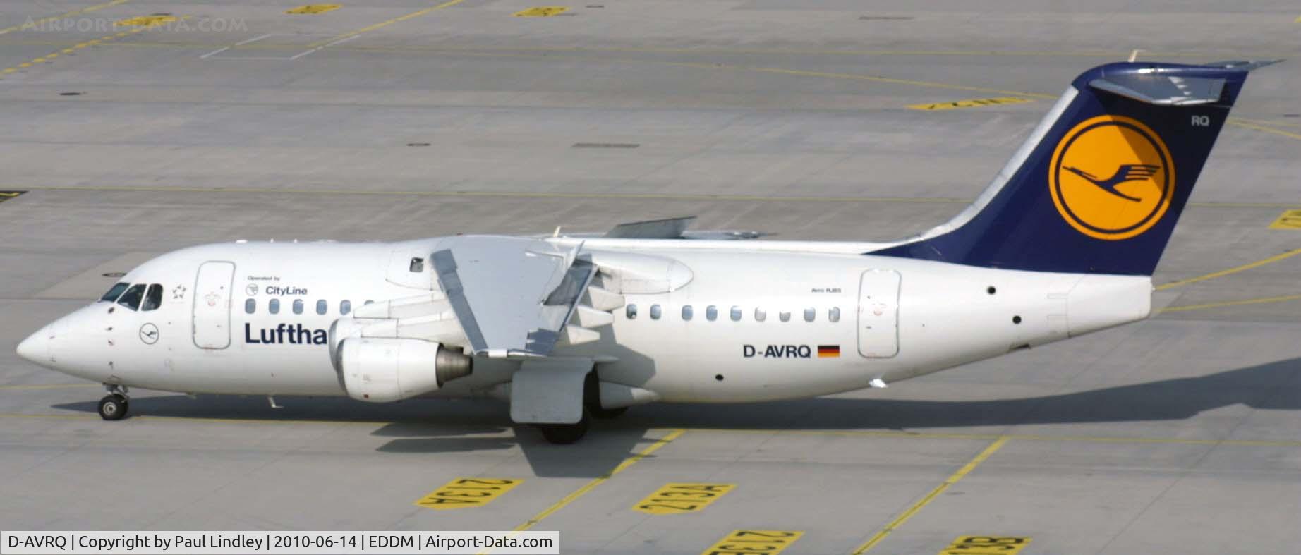 D-AVRQ, 1997 British Aerospace Avro 146-RJ85 C/N E.2304, shuttling past at Munich