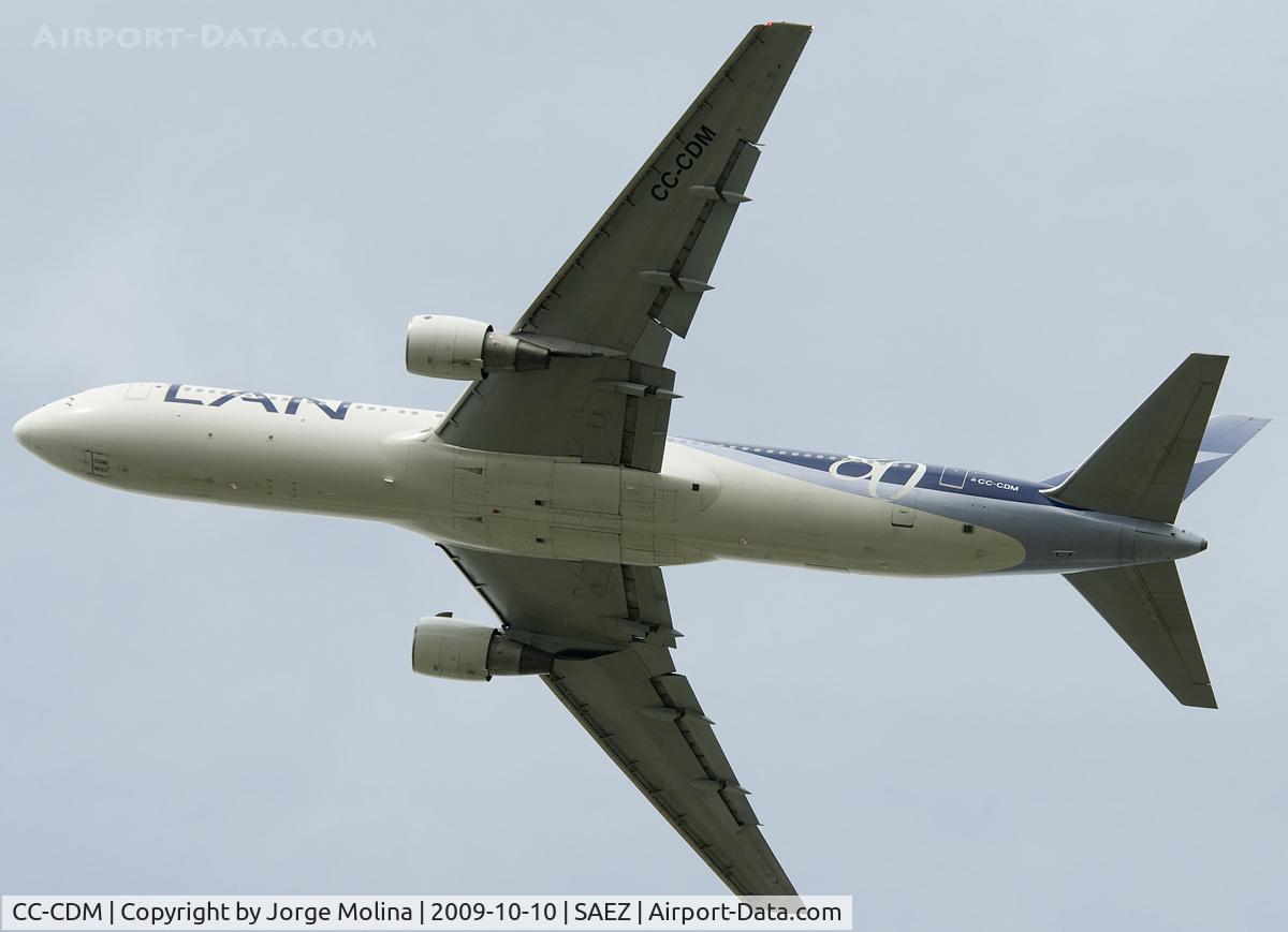 CC-CDM, 1995 Boeing 767-352/ER C/N 26261, Taking off RWY 35, view sticker 80th Anniversary.