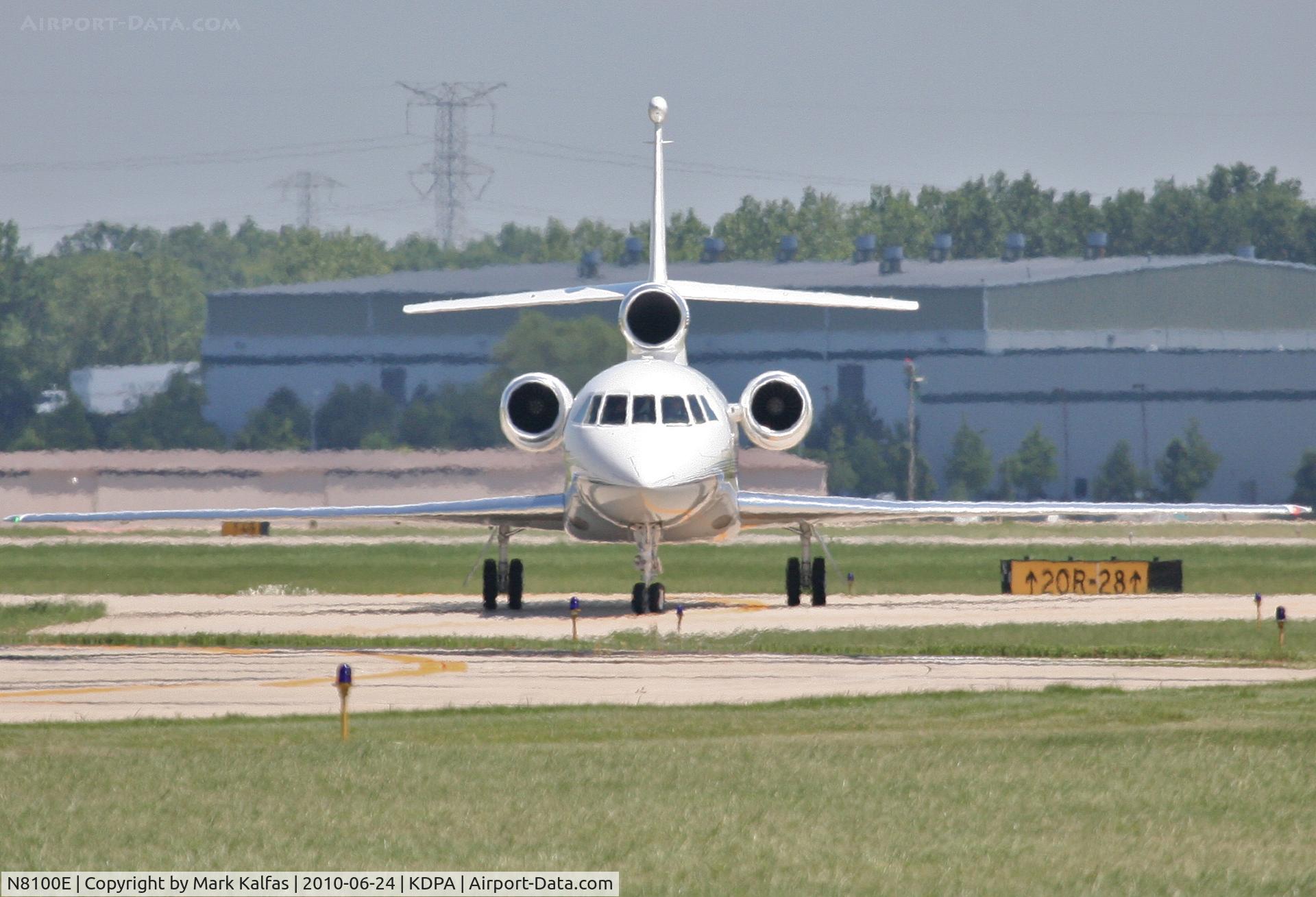 N8100E, 1996 Dassault Falcon 900EX C/N 04, Emerson Electric FALCON 900 EX, N8100E turning on Romeo 8 to the ramp at KDPA.