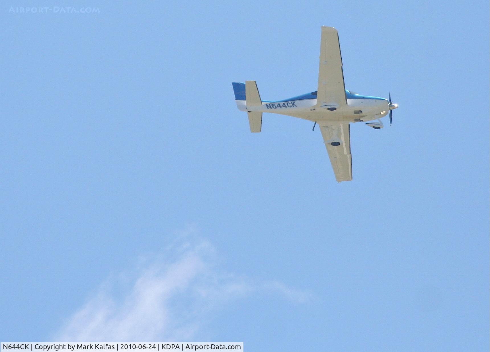 N644CK, 2010 Cirrus SR22 C/N 3644, CIRRUS DESIGN CORP SR22 overflying KDPA.