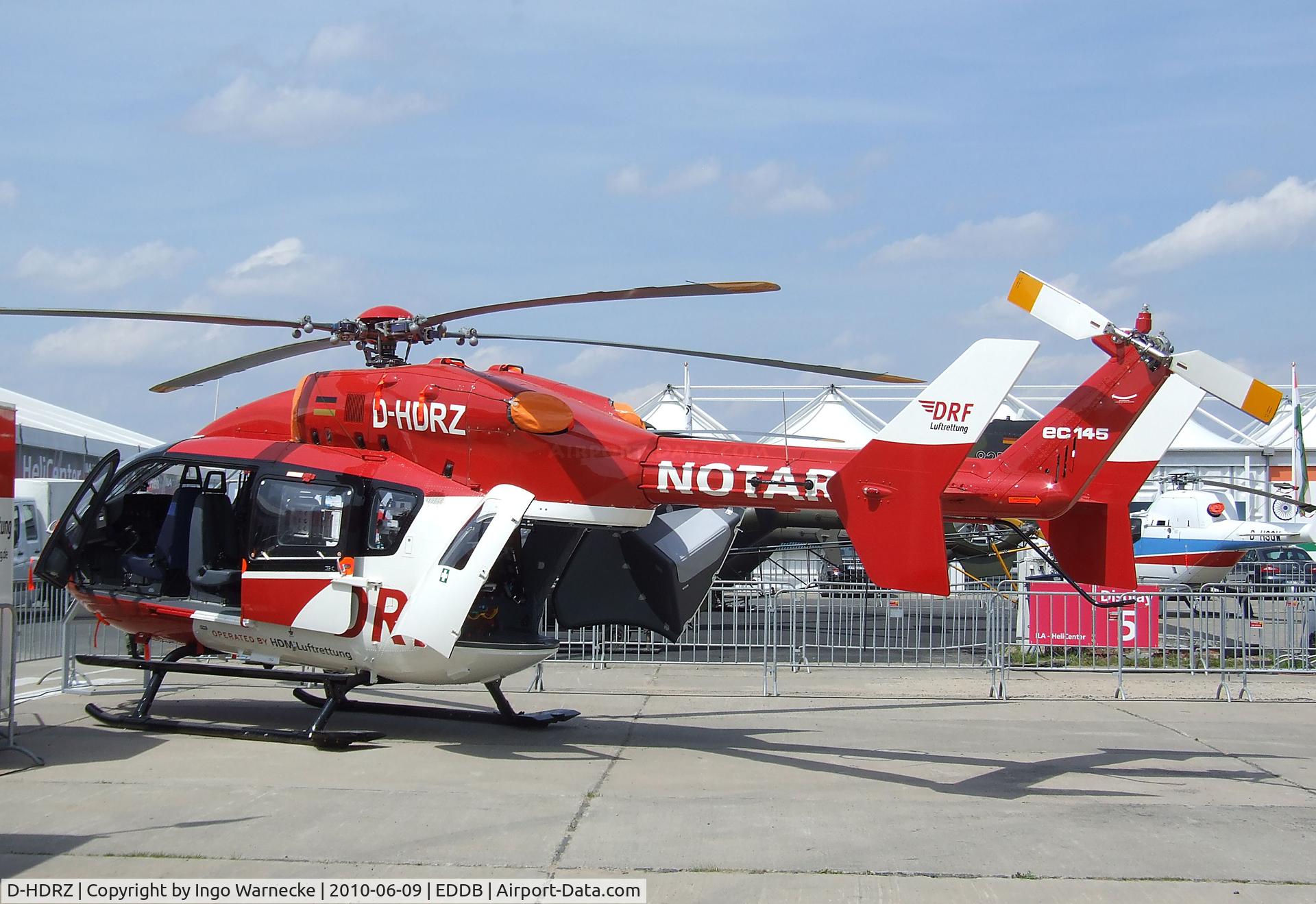 D-HDRZ, Eurocopter-Kawasaki EC-145 (BK-117C-2) C/N 9293, Eurocopter EC145 of HDM Luftrettung flying for DRF at ILA 2010, Berlin