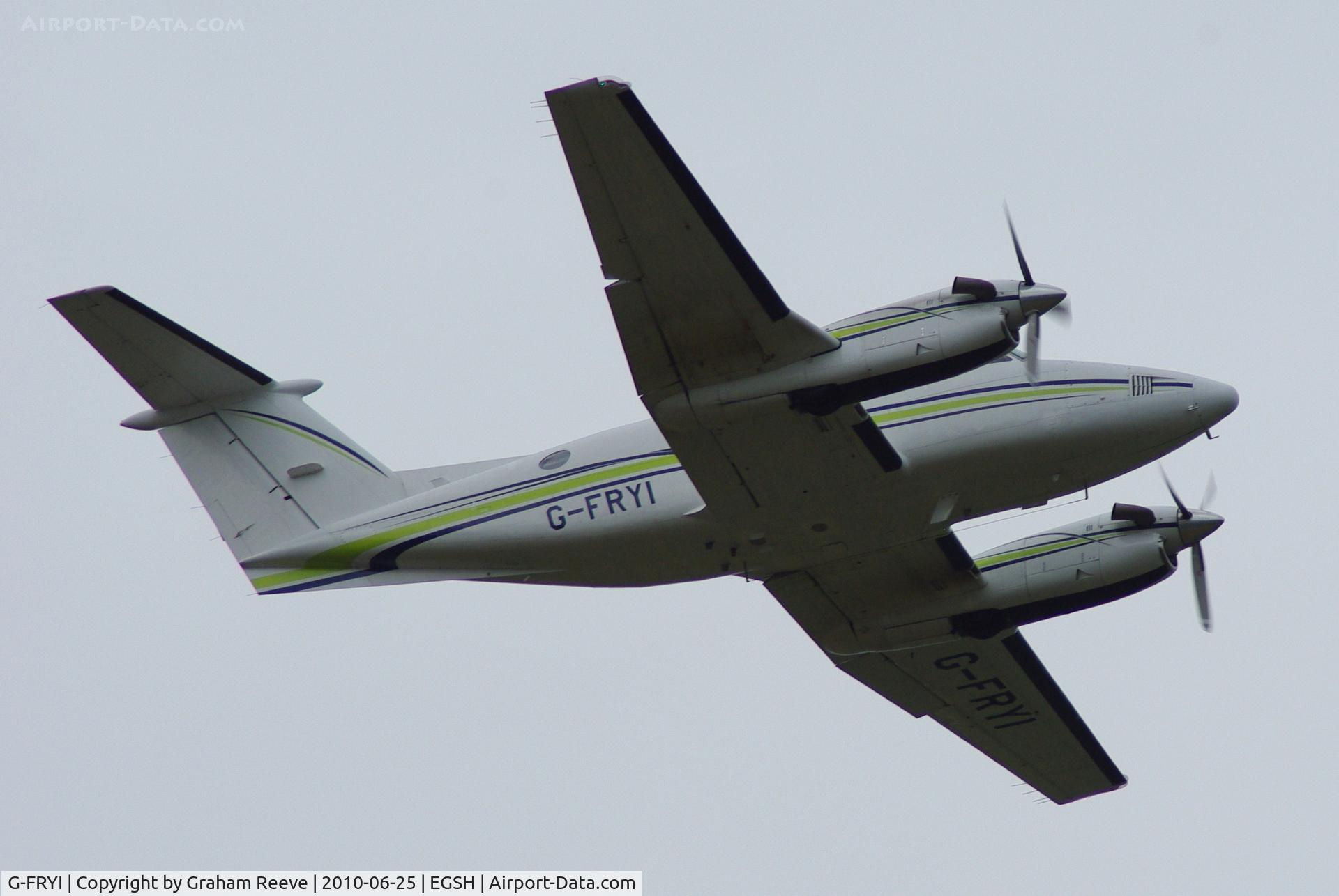 G-FRYI, 1976 Beech 200 Super King Air C/N BB-210, Departing from Norwich.