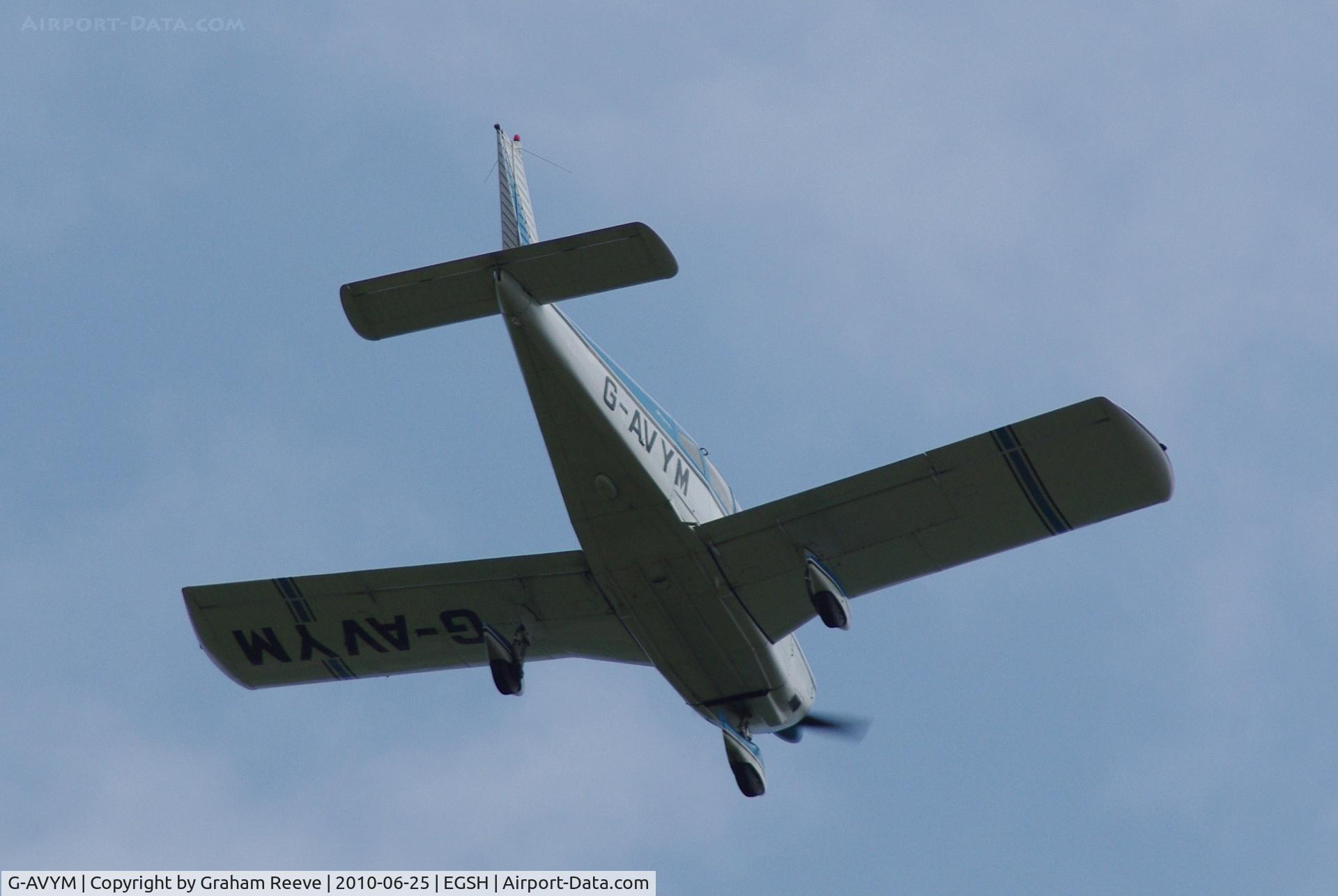 G-AVYM, 1968 Piper PA-28-180 Cherokee C/N 28-4638, Departing from Norwich.