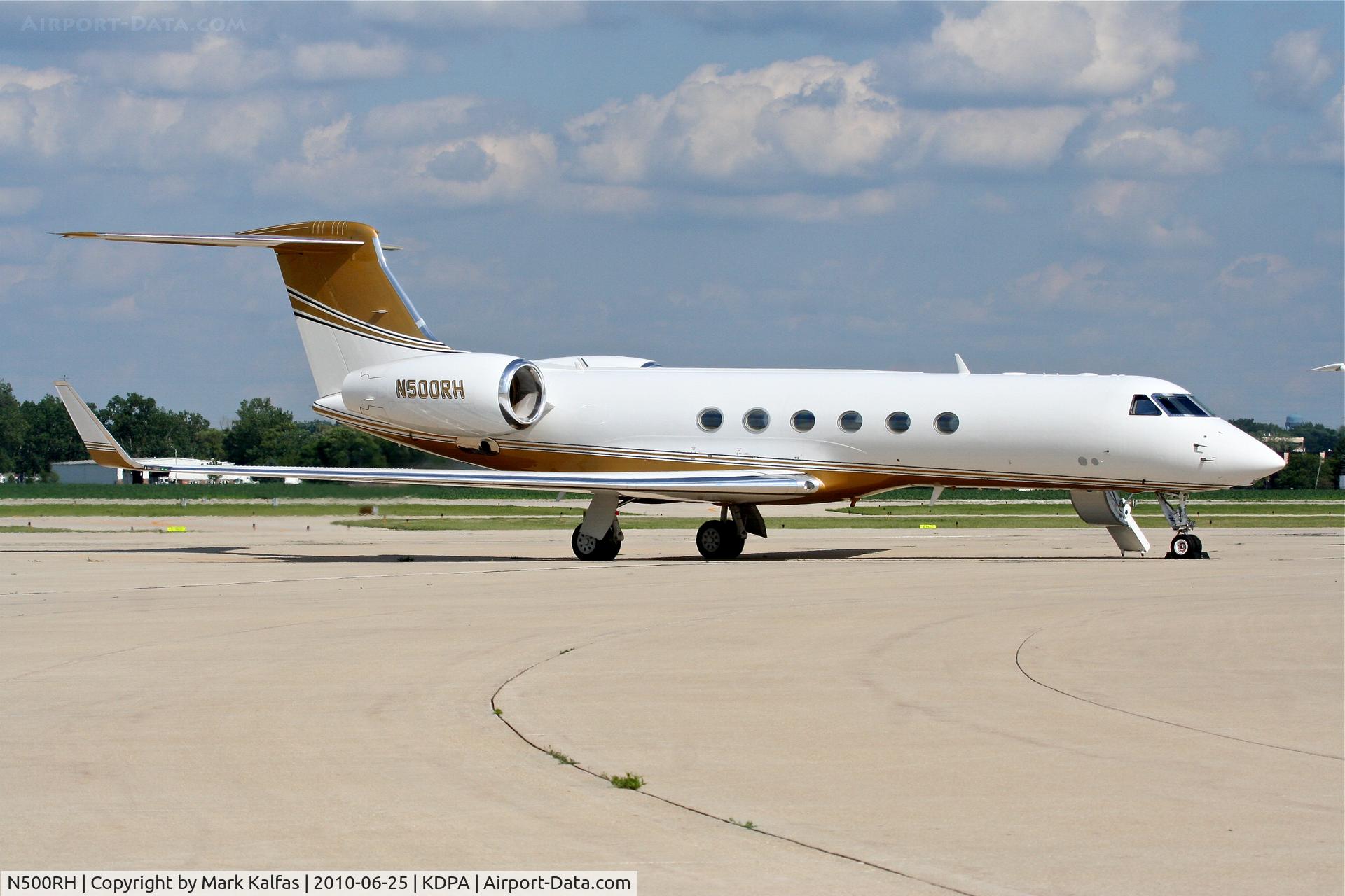 N500RH, Gulfstream Aerospace G-V C/N 558, HENDRICK MOTORSPORTS, Gulfstream Aerospace G-V N500RH, on the ramp at KDPA in town for the Bloomington Gold Corvette Show.