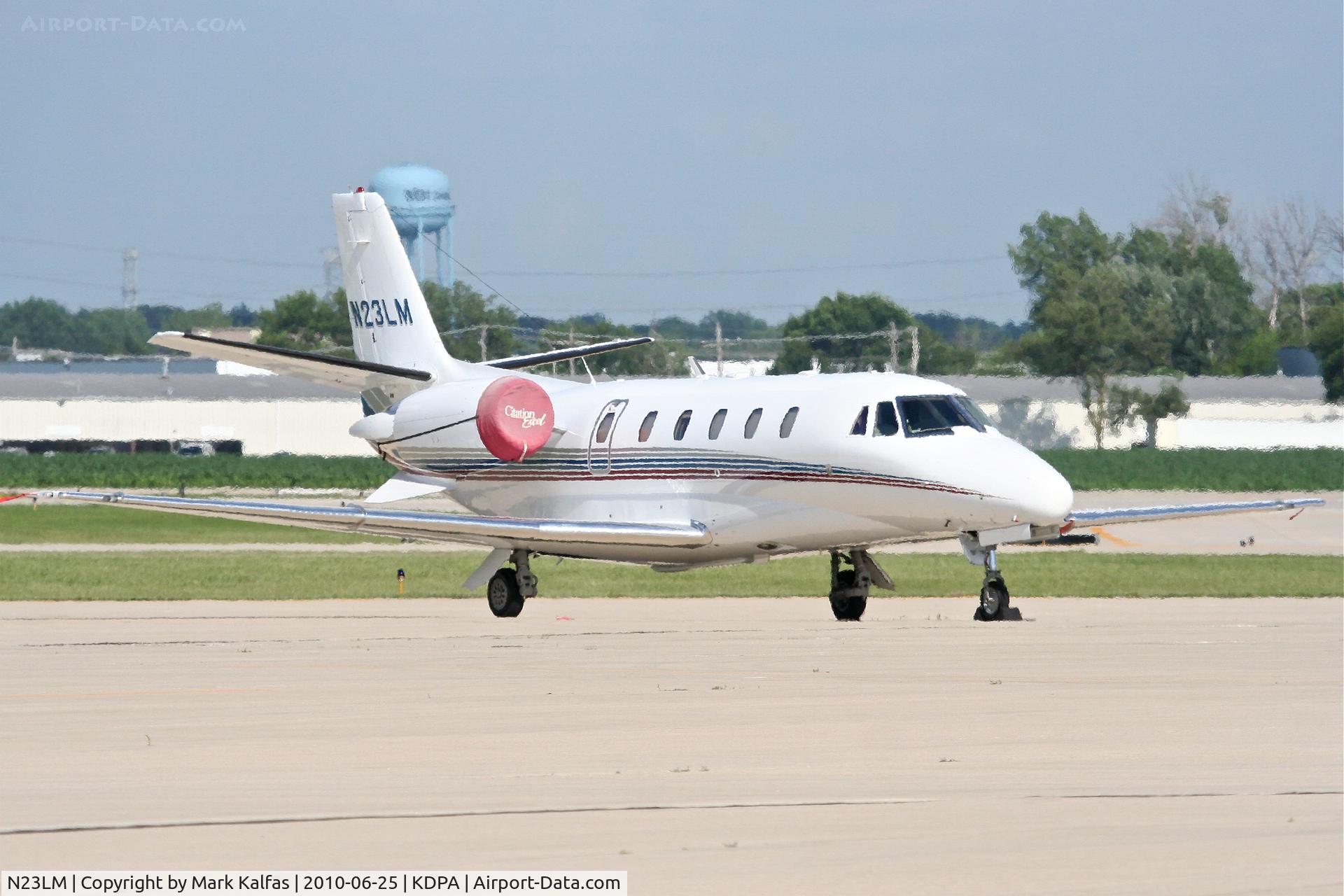 N23LM, 2000 Cessna 560XL C/N 560-5062, Omega Management Services, Cessna 560XL Citation Excel N23LM on the ramp KDPA after a trip up from KMCI..