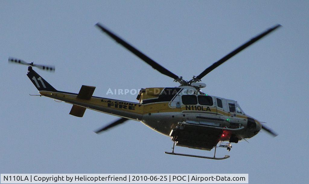 N110LA, 2005 Bell 412EP C/N 36392, Flying downwind leg over Ganesha Park Pool south and east of Brackett