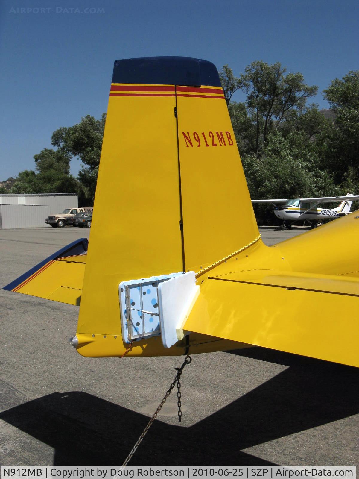 N912MB, 2004 Vans RV-9A C/N 90112, 2004 Nauman VAN's RV-9A, Lycoming O-320-D1A 160 Hp, clever home-brew padded combined rudder and elevators gust lock