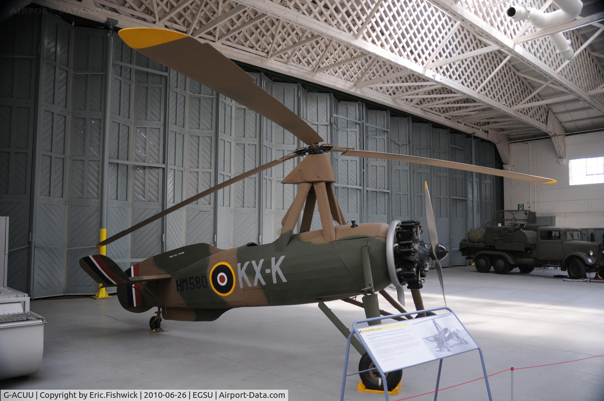 G-ACUU, 1934 Avro 671 Rota I (Cierva C-30A) C/N 726, HM580 on display at the Imperial War Museum, Duxford.