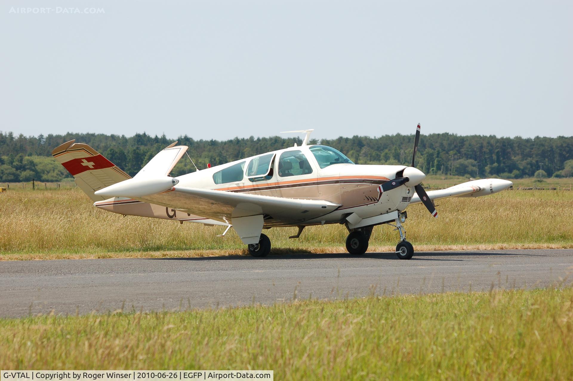 G-VTAL, 1965 Beech V35 Bonanza C/N D-7978, Classic V-tail Bonanza visiting Pembrey Airport. Previously registered HB-EJB
