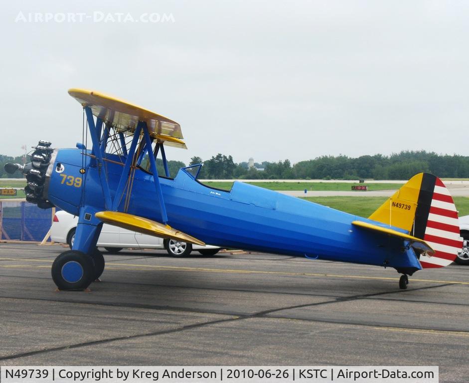 N49739, 1943 Boeing A75N1(PT17) C/N 75-4462, John Mohr's stock Boeing Stearman at The Great Minnesota Airshow 2010.