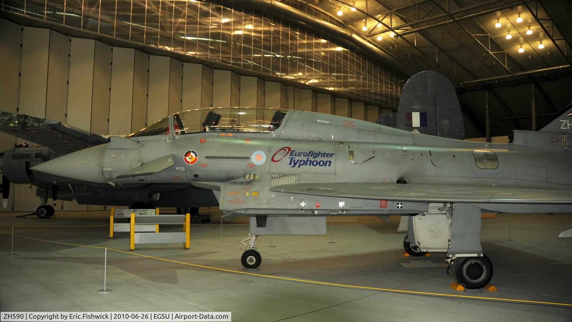 ZH590, 1997 Eurofighter EF-2000 Typhoon T1 C/N DA4, 1. ZH590 (DA4 - Two-seater Development Aircraft) on display at the Imperial War Museum, Duxford.