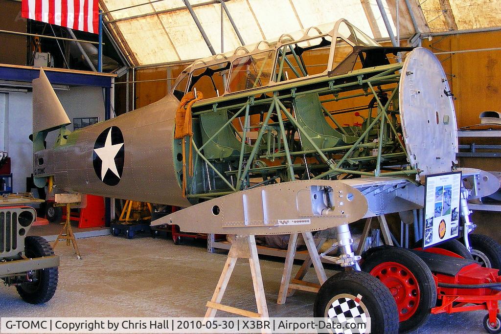 G-TOMC, 1942 North American T-6G Texan C/N 182-387, former French Air Force AT-6 Texan being restored to flight by Beech Restorations at Bruntingthorpe