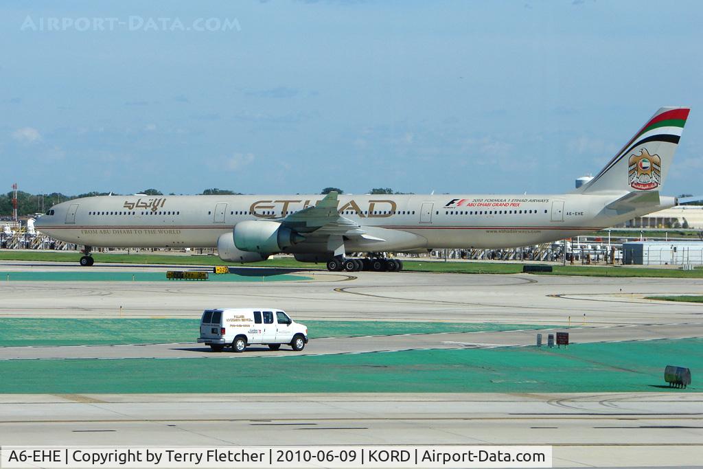 A6-EHE, 2007 Airbus A340-642X C/N 829, 2007 Airbus Industires A340-642HGW, c/n: 829 of Ethiad at Chicago O'Hare