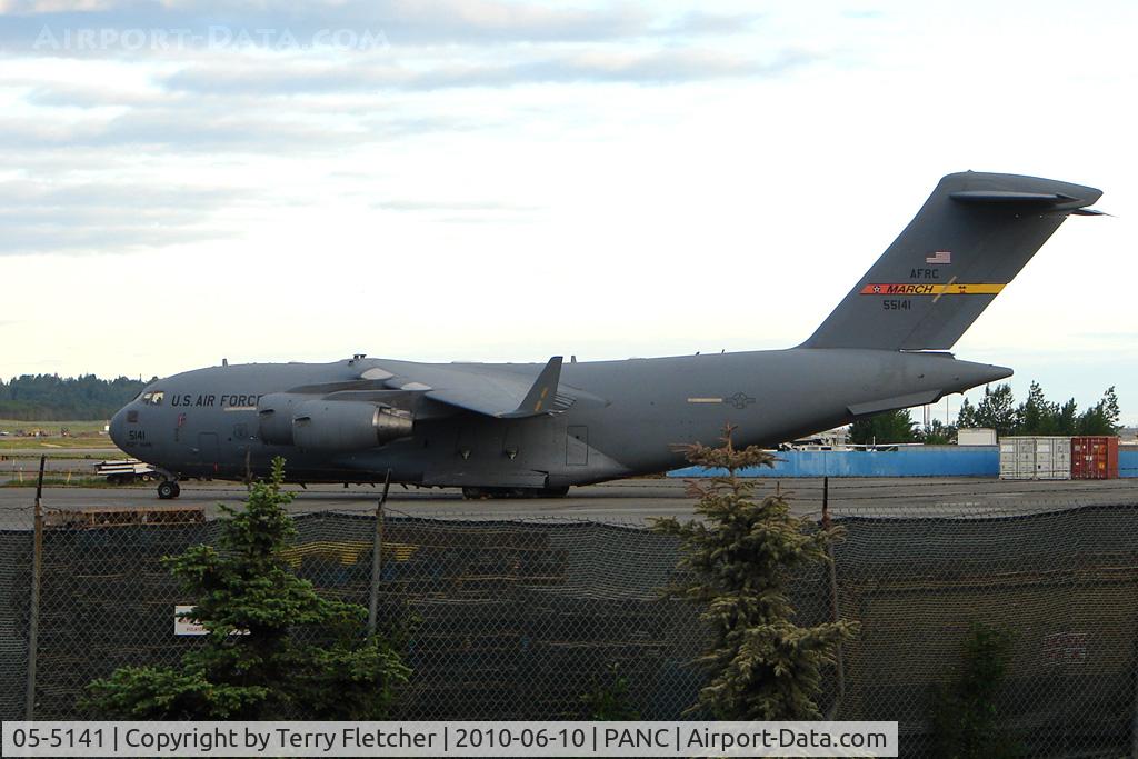 05-5141, 2007 Boeing C-17A Globemaster III C/N P-141, Boeing C-17A Globemaster III, c/n: P-141 on the Anchorage ramp early morning
