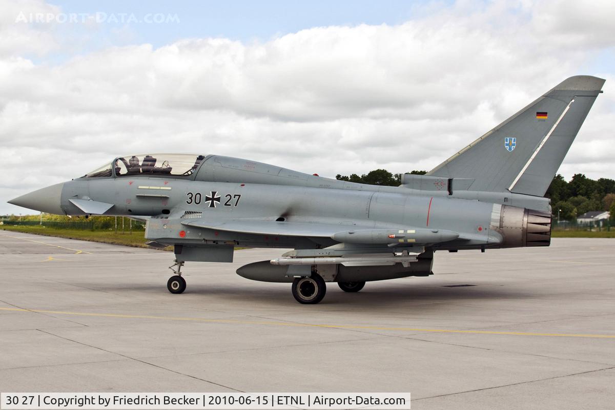 30 27, 2005 Eurofighter EF-2000 Typhoon T C/N GT011, taxying to the active