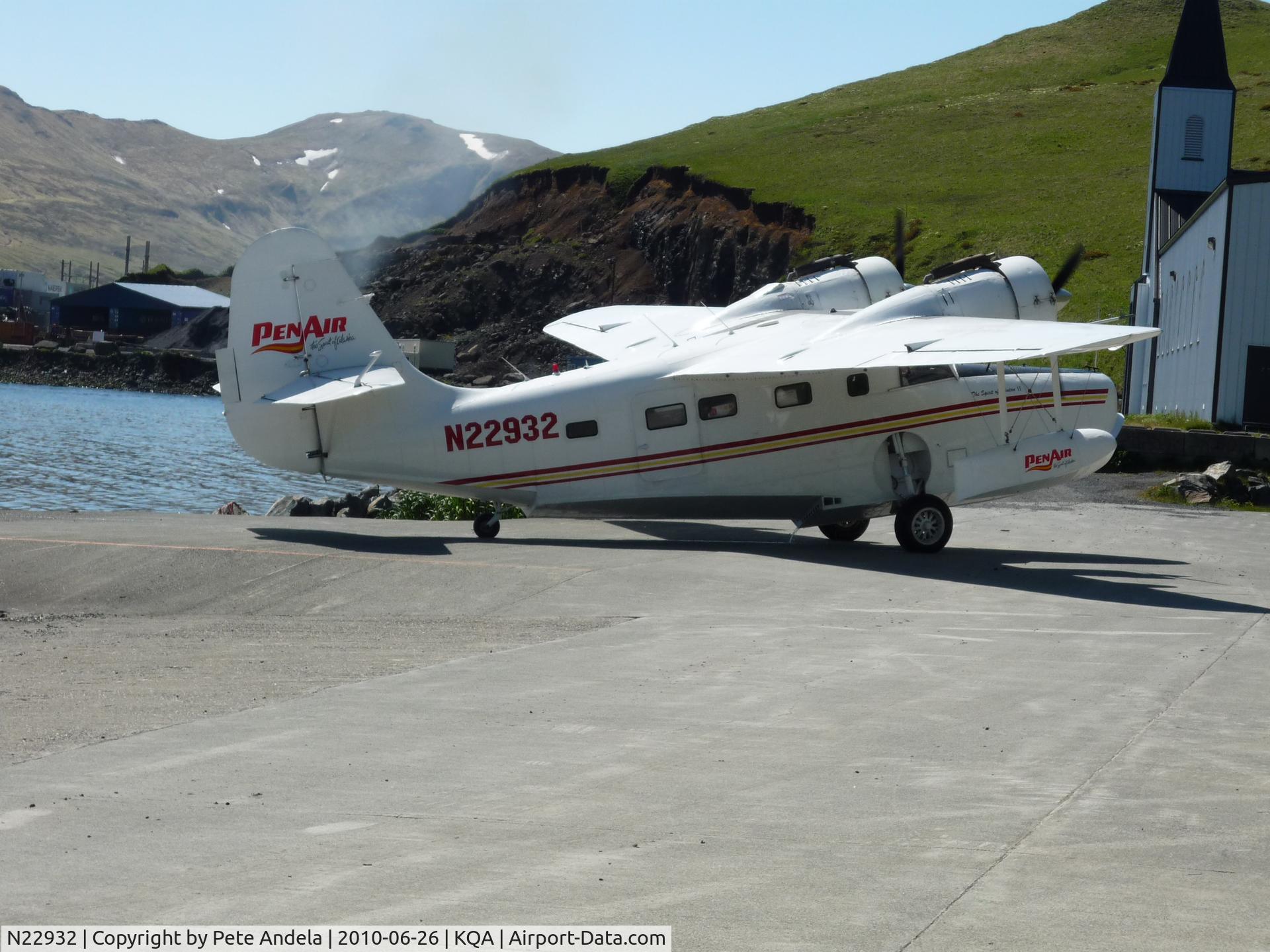 N22932, 1945 Grumman G-21A Goose C/N B-139, Grumman Goose arriving at Akutan Seaplane Base