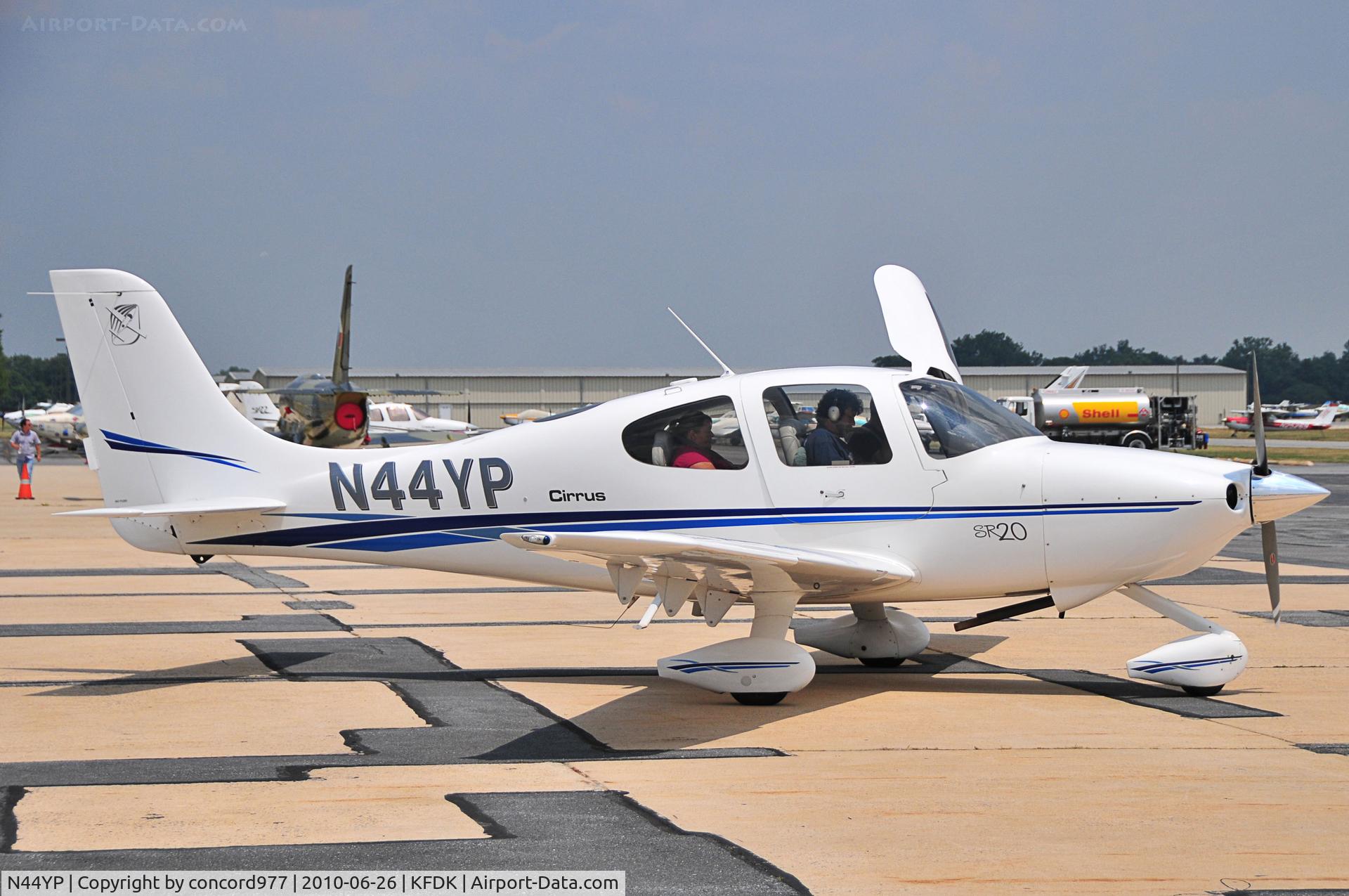 N44YP, Cirrus SR20 C/N 1169, Seen at KFDK on 6/26/2010