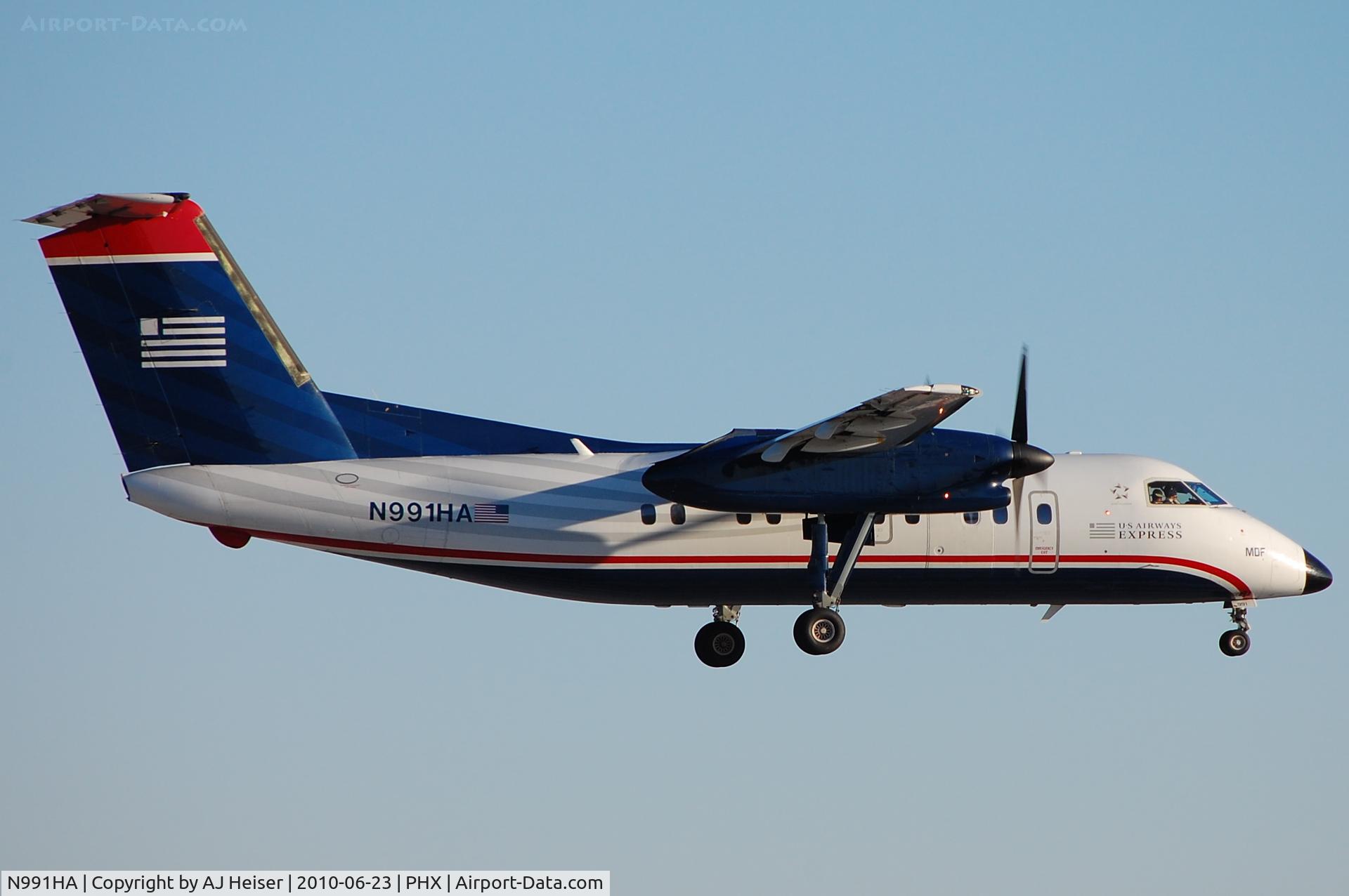 N991HA, 1996 De Havilland Canada DHC-8-202 Dash 8 C/N 431, Short final rwy 26.