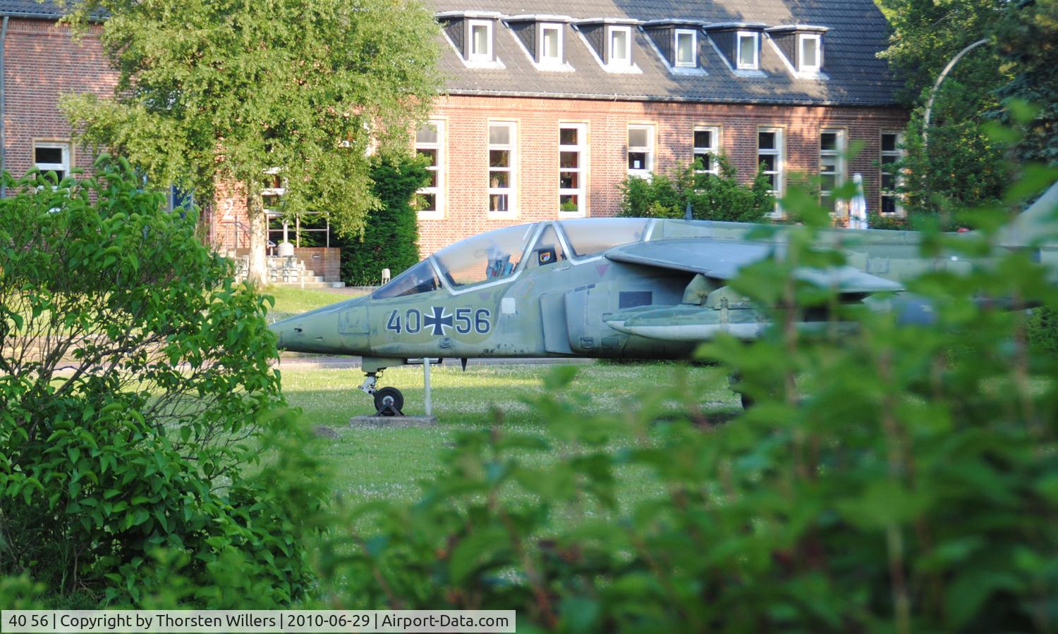 40 56, Dassault-Dornier Alpha Jet A C/N 0056, Demilitarized Jet for display and remembering purpose. German Air Force Barracks, Husum, Germany.
