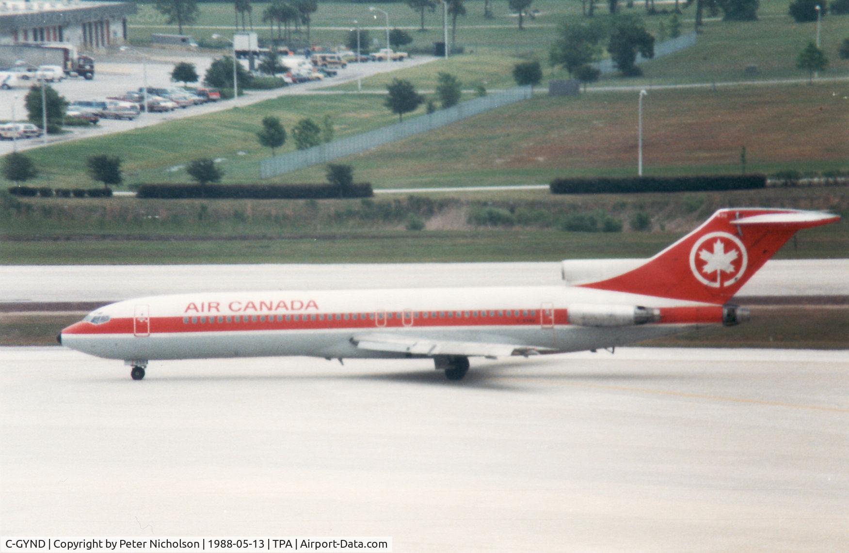 C-GYND, 1980 Boeing 727-233F C/N 22042, Boeing 727-233 of Air Canada taxying to the active runway at Tampa in May 1988.