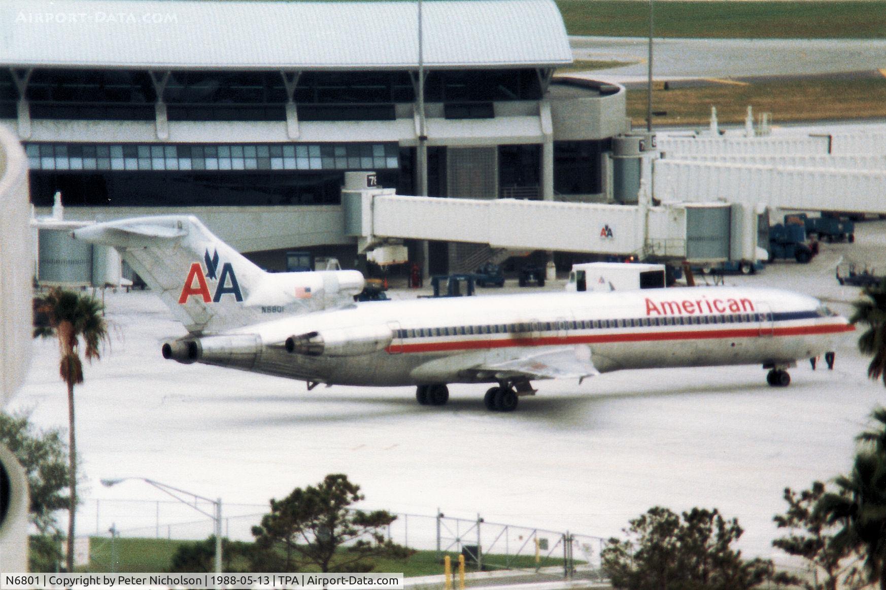 N6801, 1968 Boeing 727-223 C/N 19476, Boeing 727-223 of American Airlines at the terminal at Tampa in May 1988.