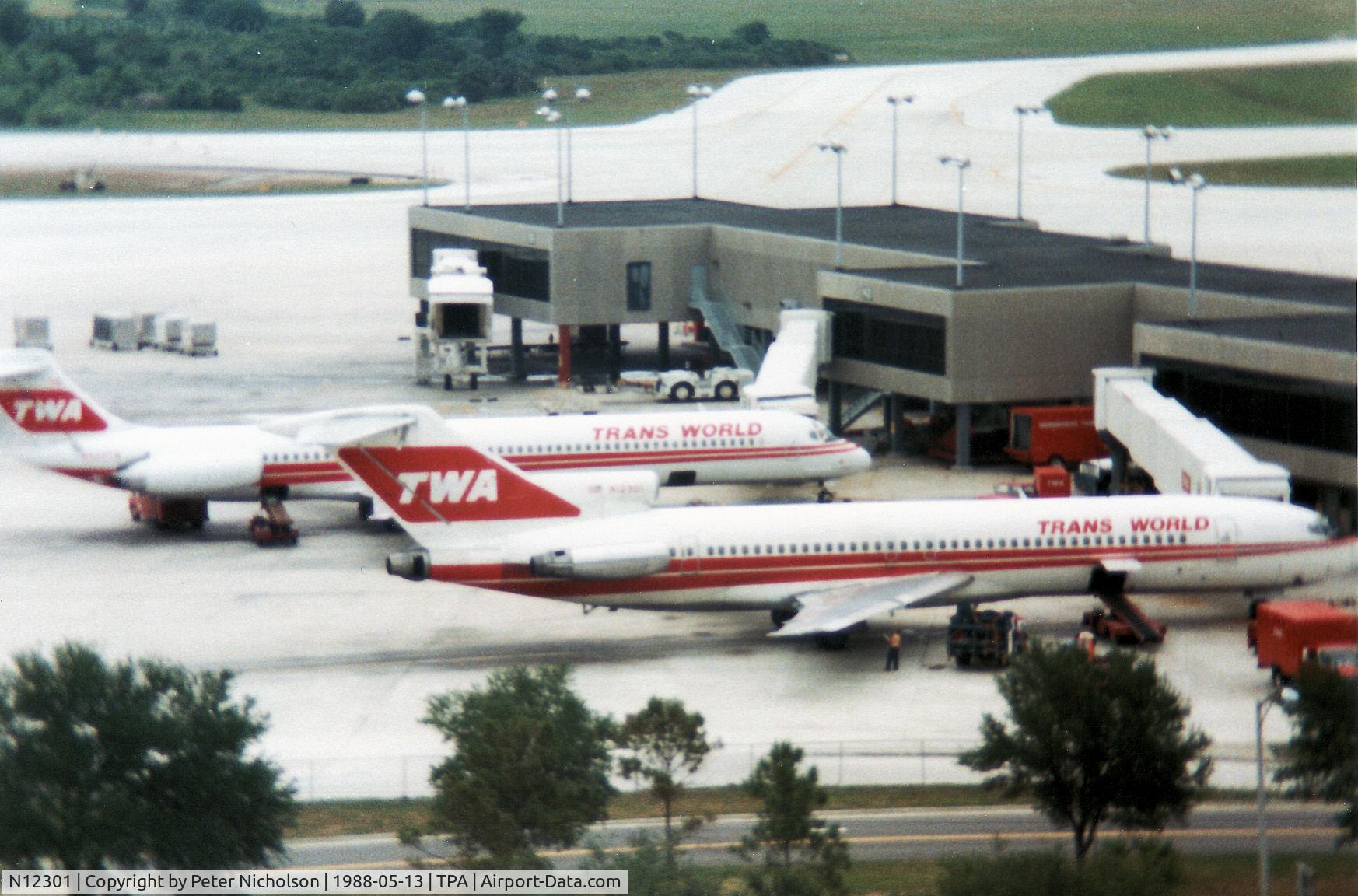 N12301, 1968 Boeing 727-231 C/N 19558, Boeing 727-231 of Trans-World Airlines at the terminal at Tampa in May 1988.