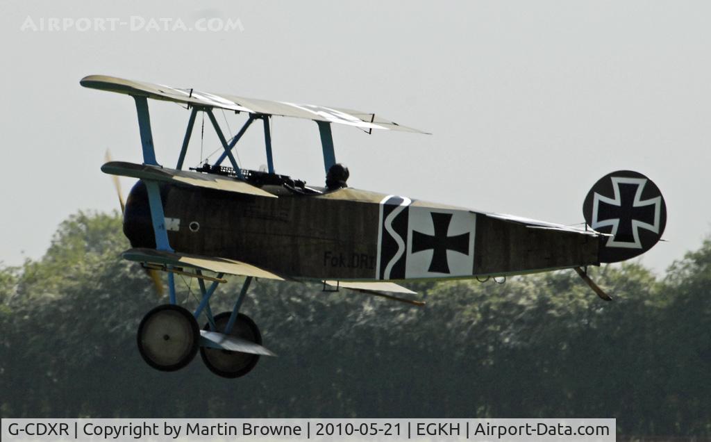 G-CDXR, 2006 Fokker Dr.1 Triplane Replica C/N PFA 238-14043, SHOT AT HEADCORN