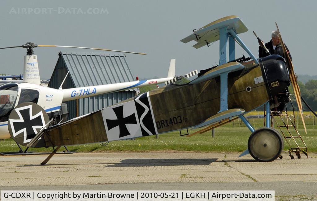 G-CDXR, 2006 Fokker Dr.1 Triplane Replica C/N PFA 238-14043, SHOT AT HEADCORN