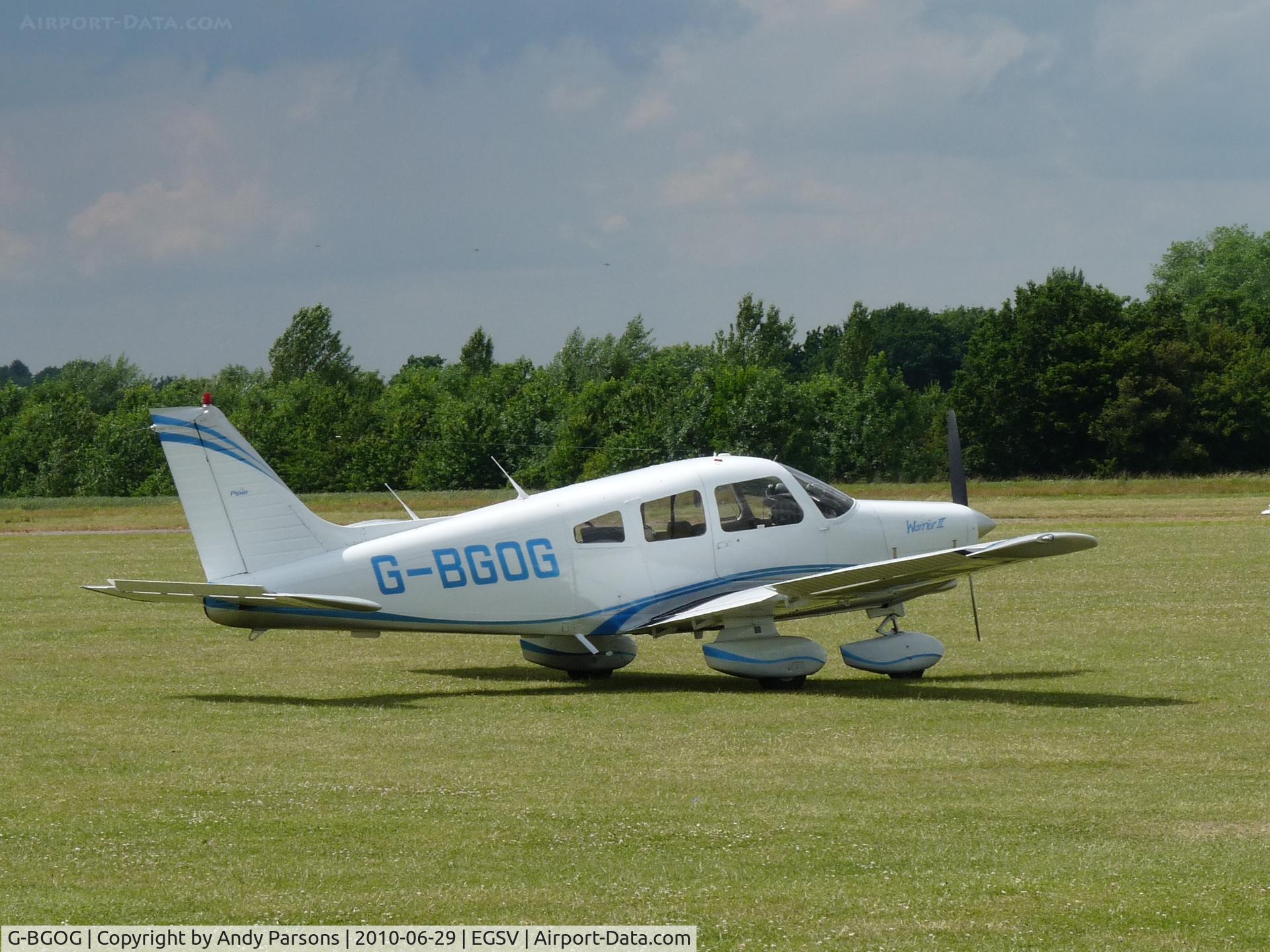 G-BGOG, 1979 Piper PA-28-161 Cherokee Warrior II C/N 28-7916350, In the sun t its base Old Buckenham
