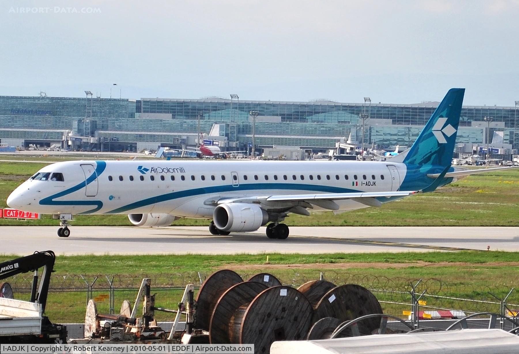 I-ADJK, 2009 Embraer 195LR (ERJ-190-200LR) C/N 19000245, Air Dolomiti heading for the far r/w