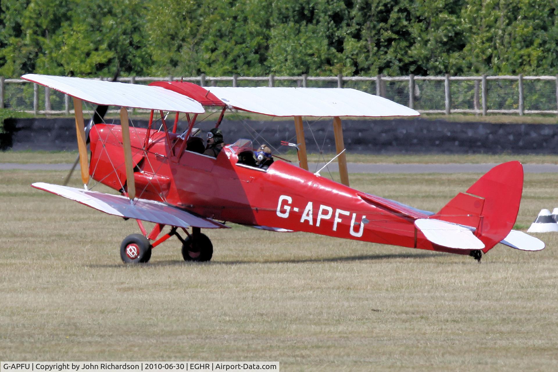 G-APFU, 1943 De Havilland DH-82A Tiger Moth II C/N 86081, Departing Goodwood