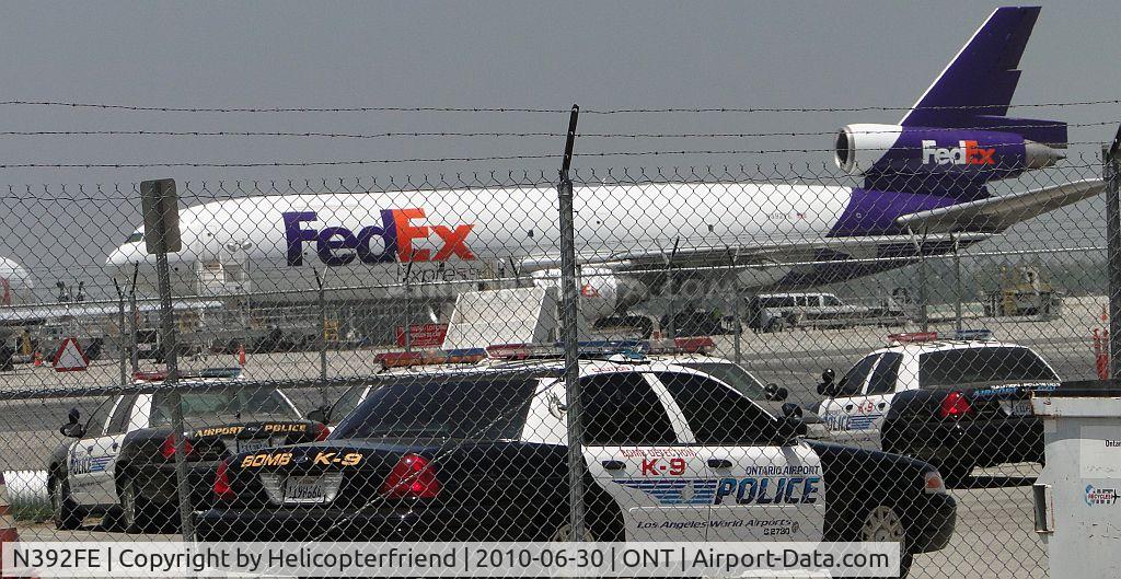 N392FE, 1975 McDonnell Douglas MD-10-10F C/N 46626, Parked behind Fed Ex Ontario, hidden by Airport Police Fence