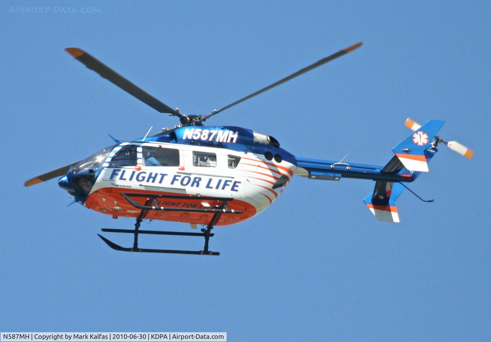 N587MH, Eurocopter-Kawasaki EC-145 (BK-117C-2) C/N 9174, MILWAUKEE REGIONAL MEDICAL CENTER INC, Eurocopter Deutschland Gmbh MBB-BK 117 C-2 departing to the west KDPA.