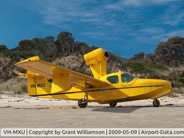 VH-MXU, 1978 Lake LA-4-200 Buccaneer C/N 912, One a beach at Coles Bay, Tasmania.
