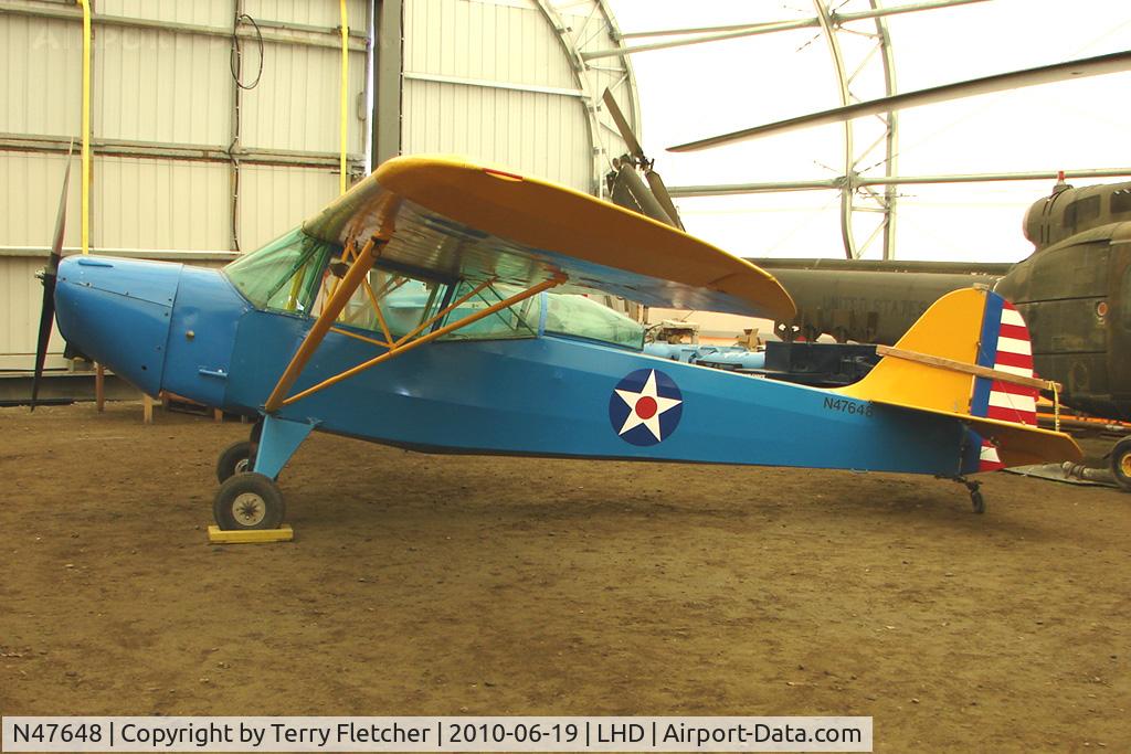 N47648, 1943 Taylorcraft DCO-65 C/N 5416, 1943 Taylorcraft DCO-65, c/n: 5416 preserved at the Alaska Aircraft Heritage Museum on Lake Hood