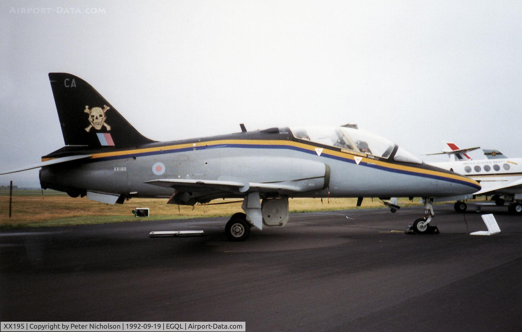 XX195, 1978 Hawker Siddeley Hawk T.1 C/N 042/312042, Hawk T.1A of 100 Squadron at RAF Leeming on display at the 1992 RAF Leuchars Airshow.