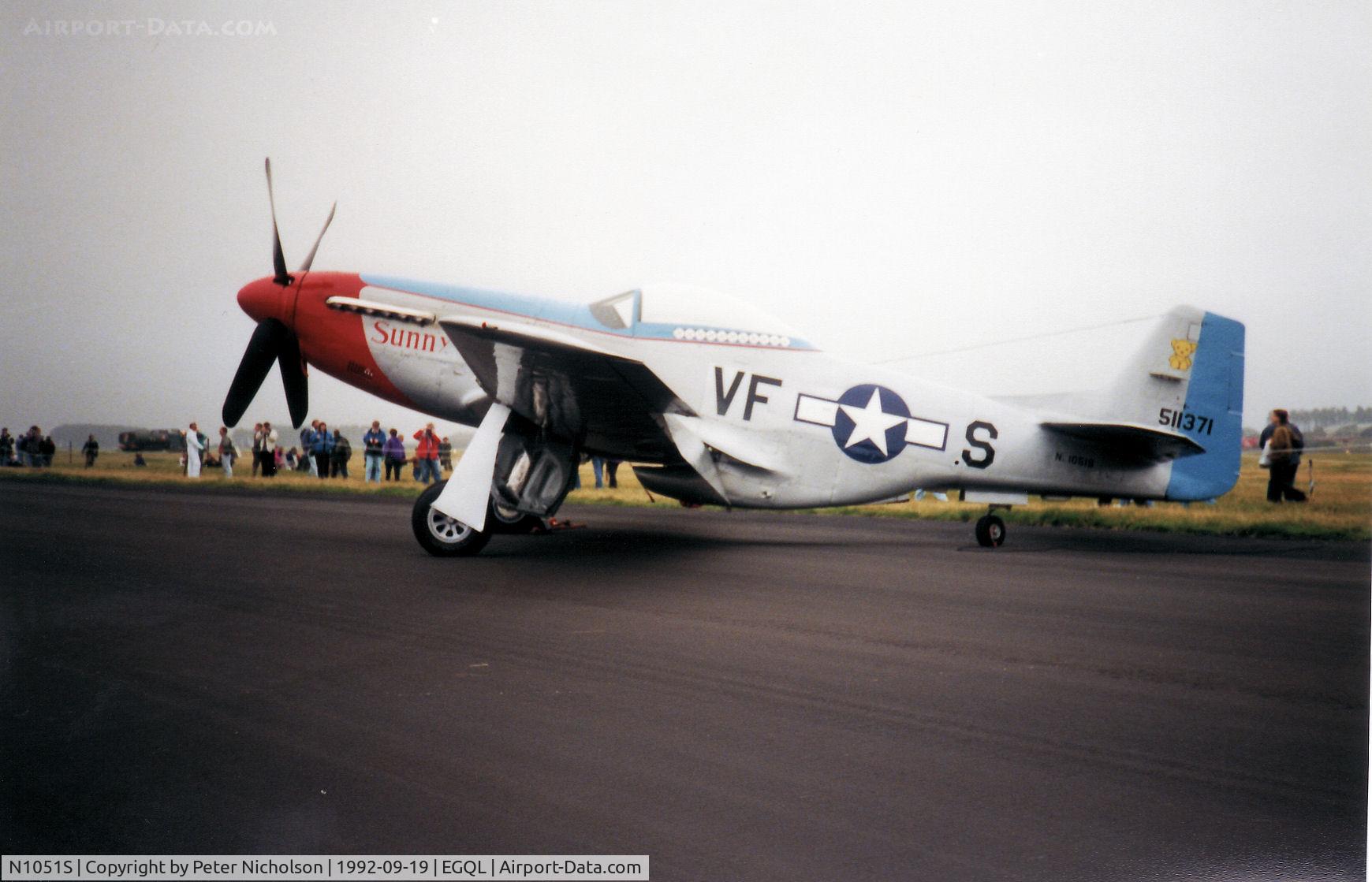 N1051S, 1963 North American P-51D Mustang C/N 124-48124 (45-11371), P-51D Mustang named Sunny VIII was on display at the 1992 RAF Leuchars Airshow. Sadly, this aircraft was in a fatal crash in July 1995 as N51KF.