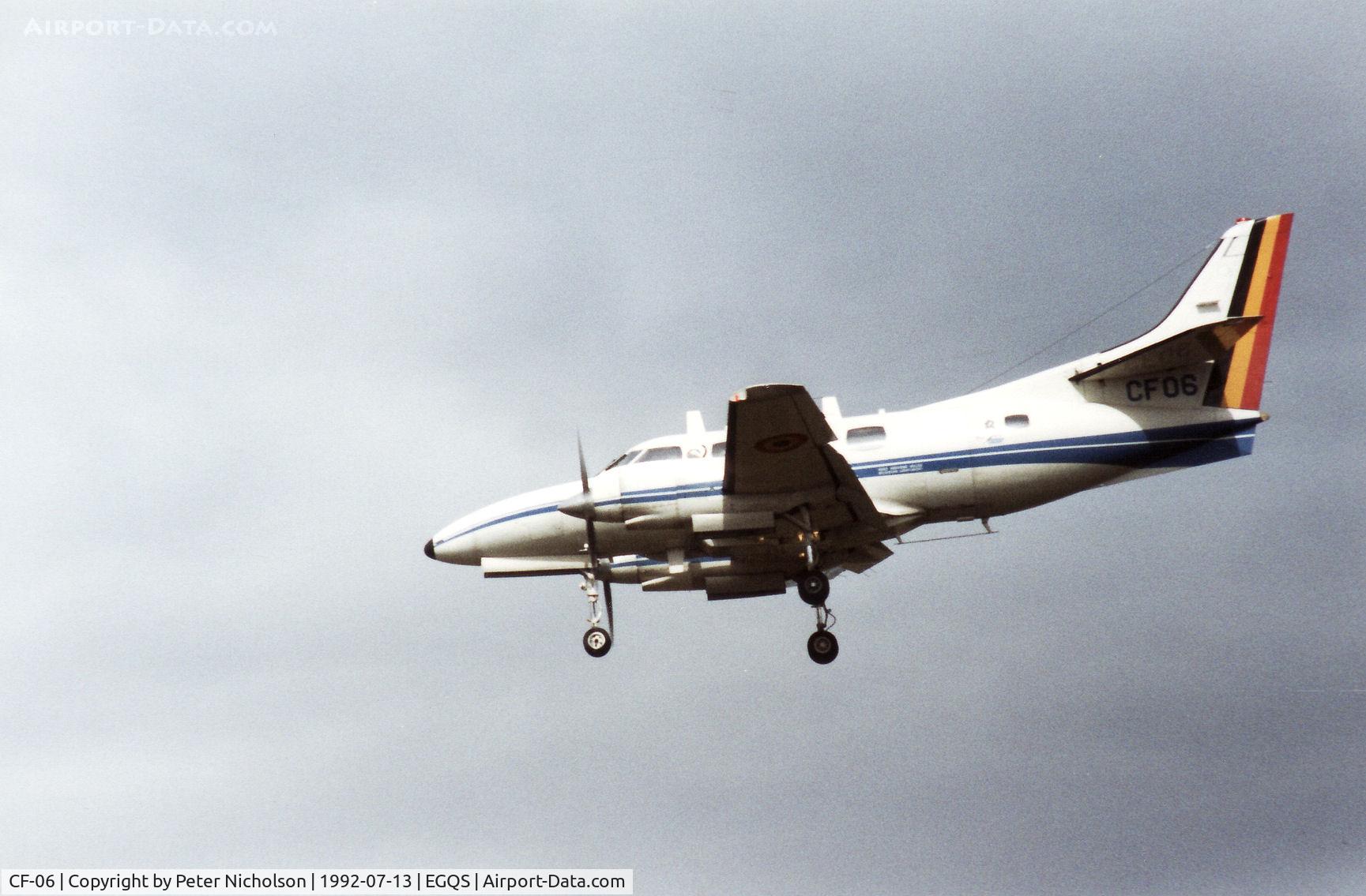CF-06, 1976 Swearingen SA-226T Merlin IIIA C/N T-267, Merlin IIIA of 21 Squadron Belgian Air Force on final approach to RAF Lossiemouth in the Summer of 1992.