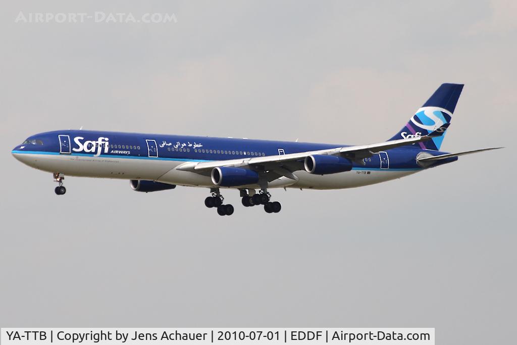 YA-TTB, 1993 Airbus A340-311 C/N 015, approaching rwy 25R