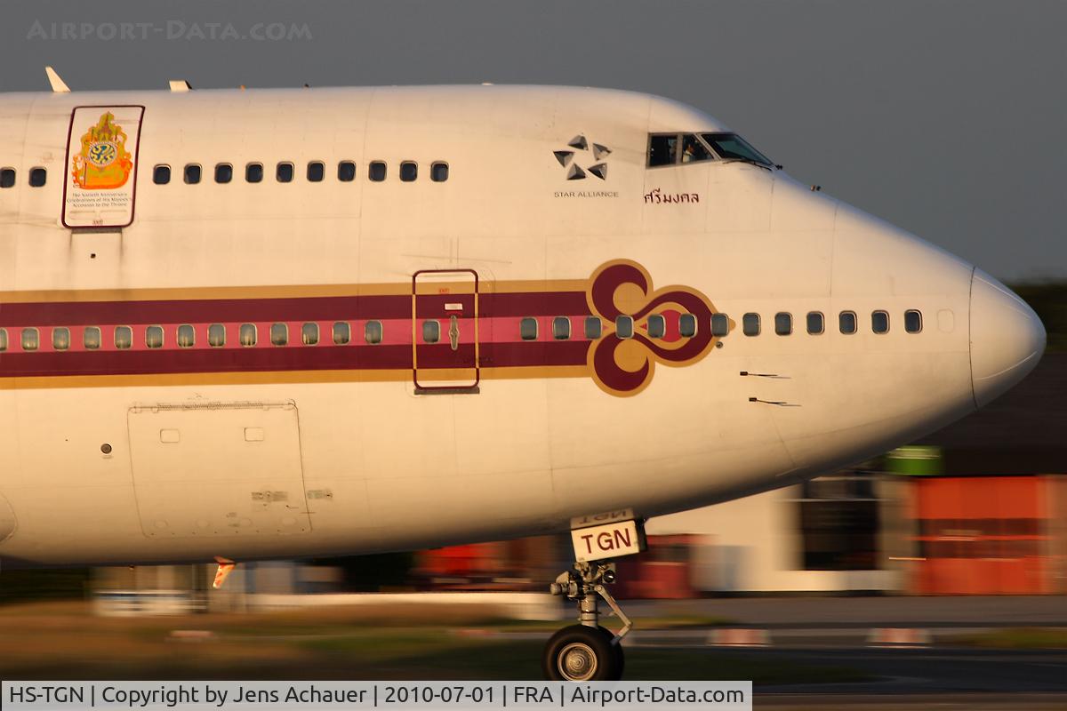 HS-TGN, 1992 Boeing 747-4D7 C/N 26615, Take off rwy 18