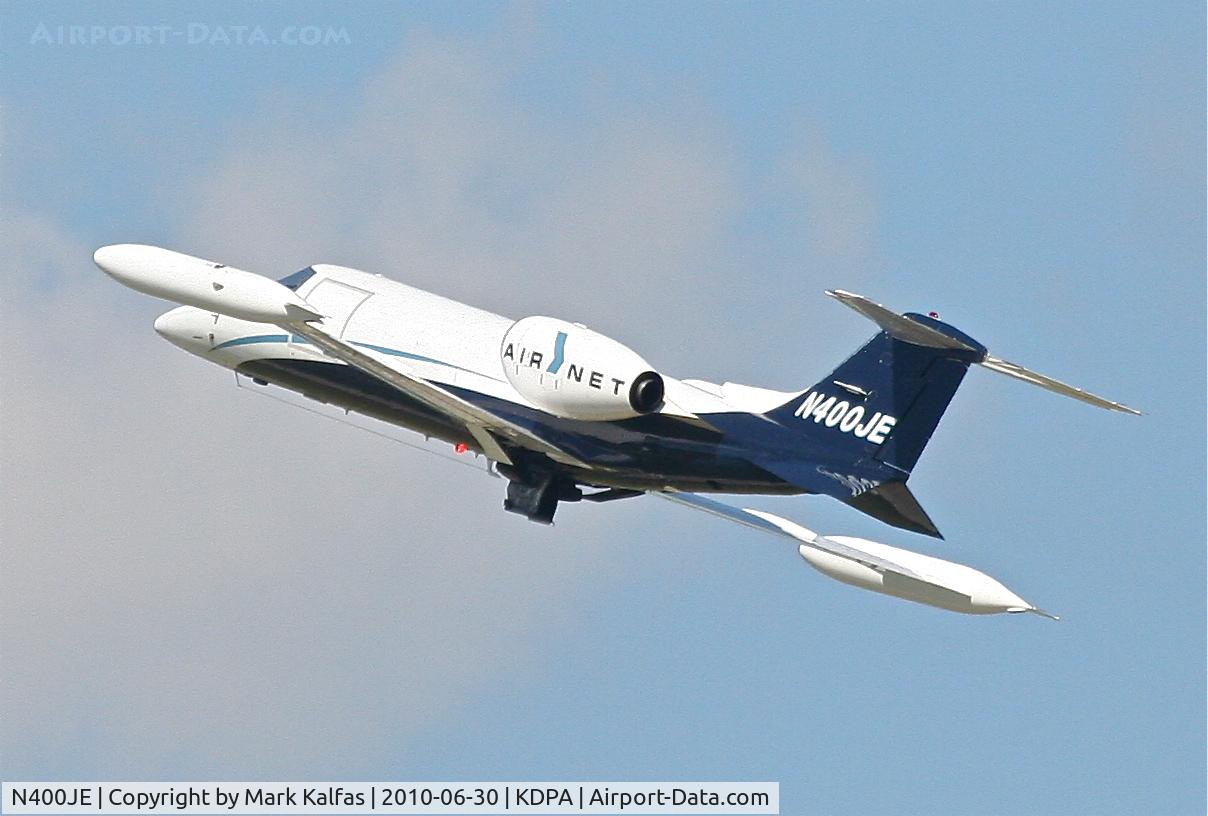 N400JE, 1977 Gates Learjet 35A C/N 120, AirNet Systems Gates Learjet Corp. 35A N400JE, operating as USC104 to KCPS, departing 2L KDPA.