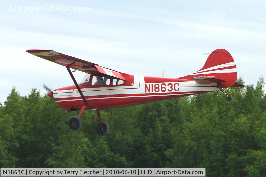 N1863C, 1953 Cessna 170B C/N 26007, 1953 Cessna 170B, c/n: 26007 about to land on Lake Hood