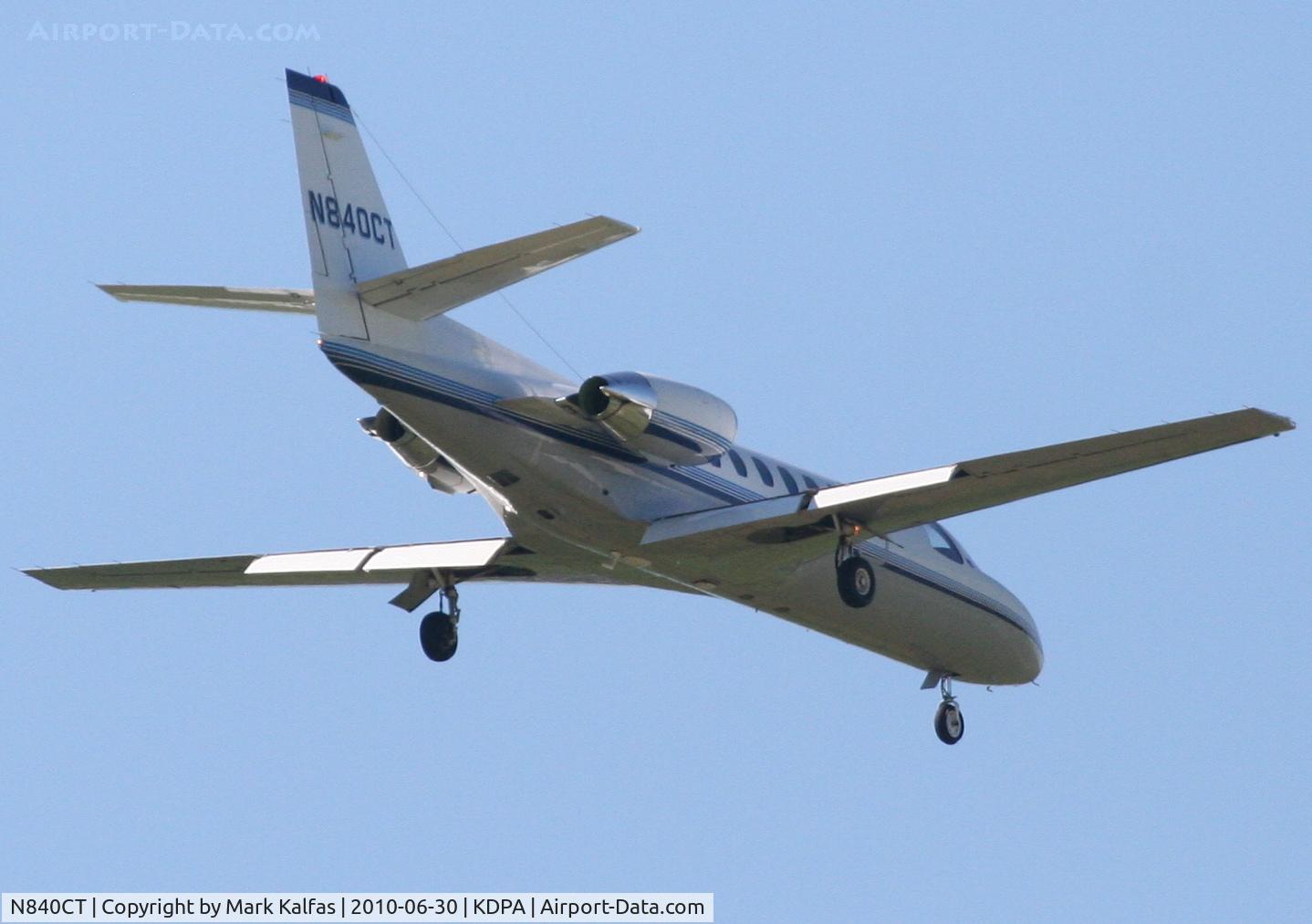 N840CT, 1993 Cessna 560 C/N 560-0236, EMERSON CLIMATE TECHNOLOGIES INC Cessna 560 Citation Ultra, N840CT on approach to RWY 2L KDPA.