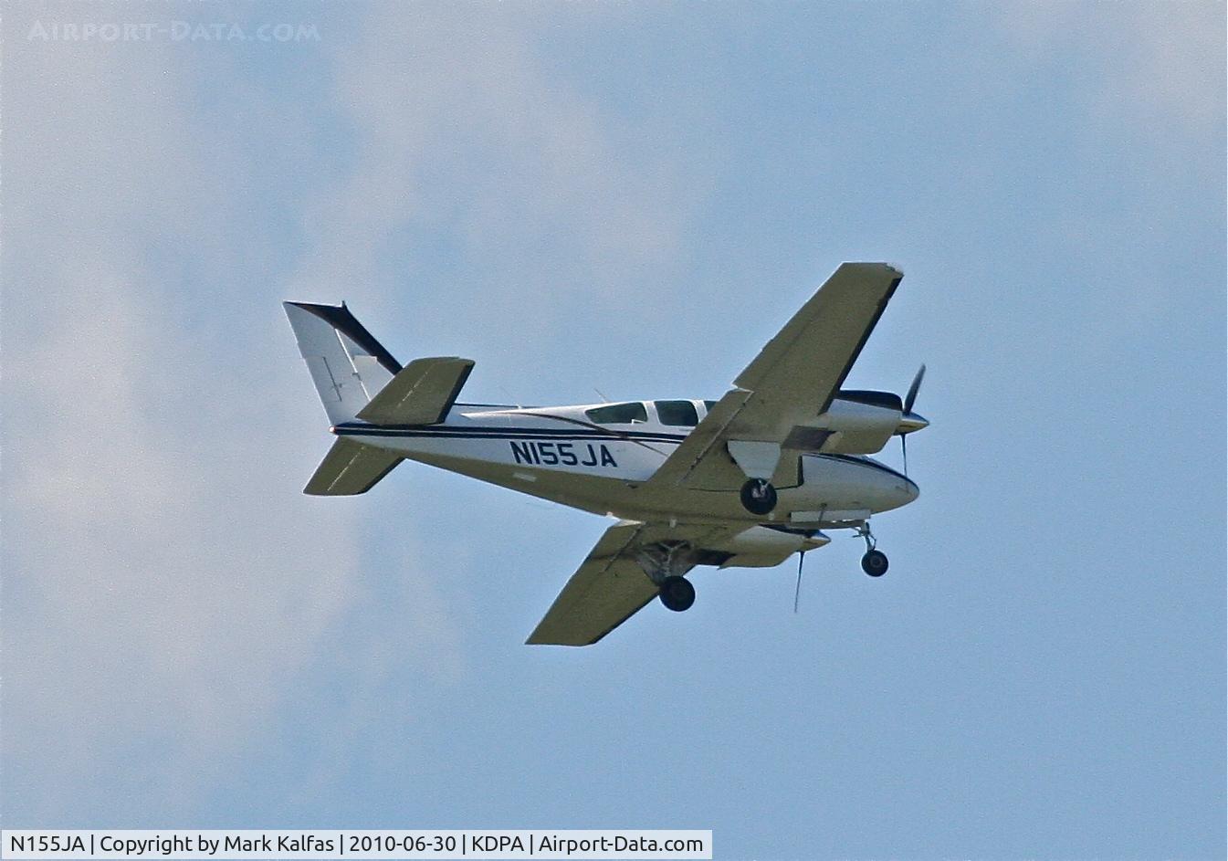 N155JA, 1976 Beech 95-B55 (T42A) Baron C/N TC-1993, JA Flight Services Beechcraft 55 Baron, arriving 2L KDPA from KBRD.