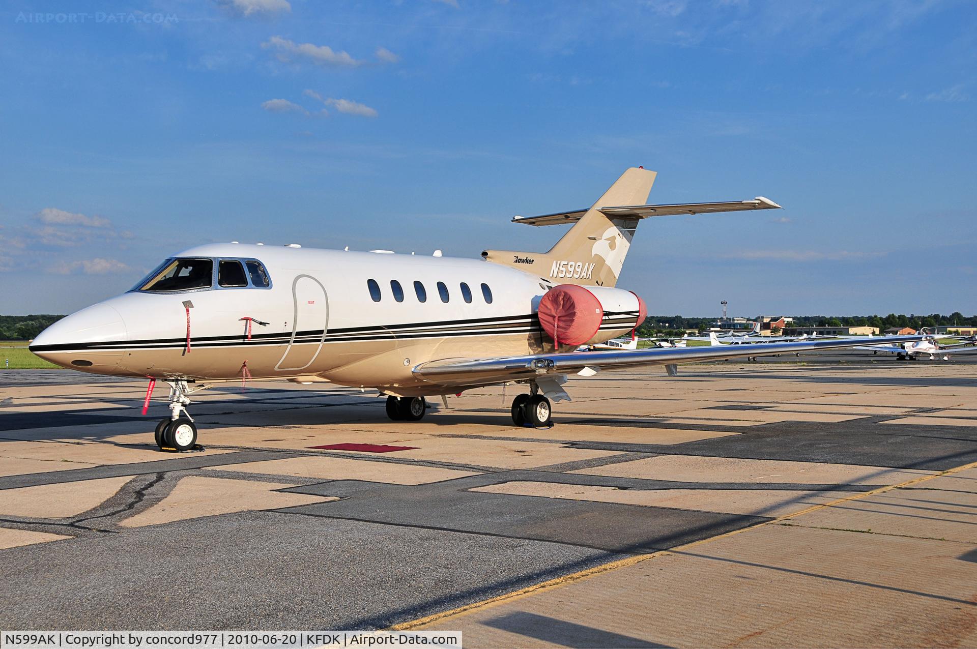N599AK, 2003 Raytheon Hawker 800XP C/N 258630, Seen at KFDK on 6/20/2010